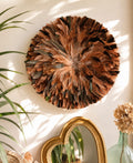 JUJUHAT « LE PIM'S » ARRONDI - Décoration murale bohème en plumes terracotta