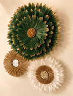 Trio Golden Forest Jujuhat en plumes naturelles et Raphia