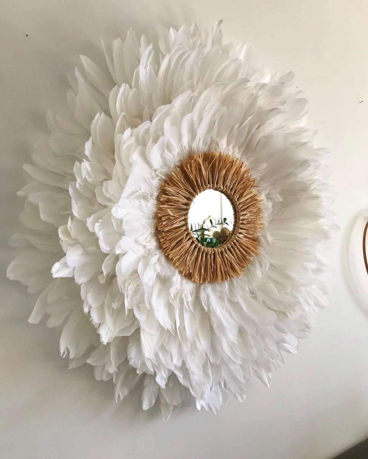 JUJUHAT "MAJ BLANC" avec son miroir coeur raphia