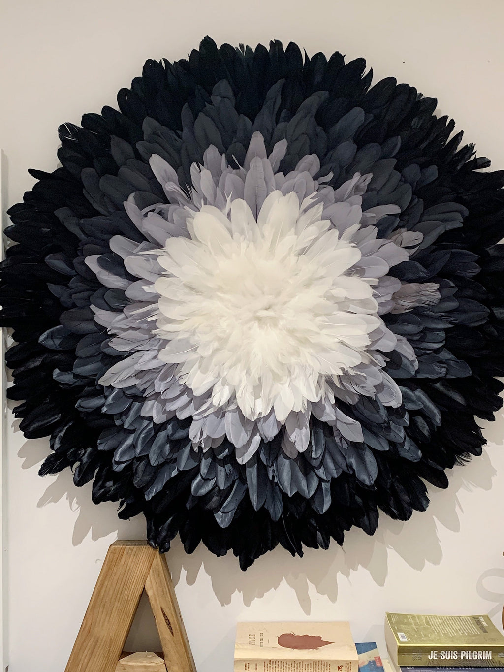 deco murale plumes blanches blanche noires interieur naturel