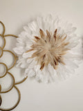 JUJUHAT « CAPPUCCINO » ou « MOCHACCINO » – Plumes naturelles blanches, noires et beiges – Déco murale ethnique chic – 50, 65 ou 80 cm