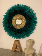 Juju Hat “Golden Maki” – Vert & Noir – Miroir Soleil en Raphia Doré