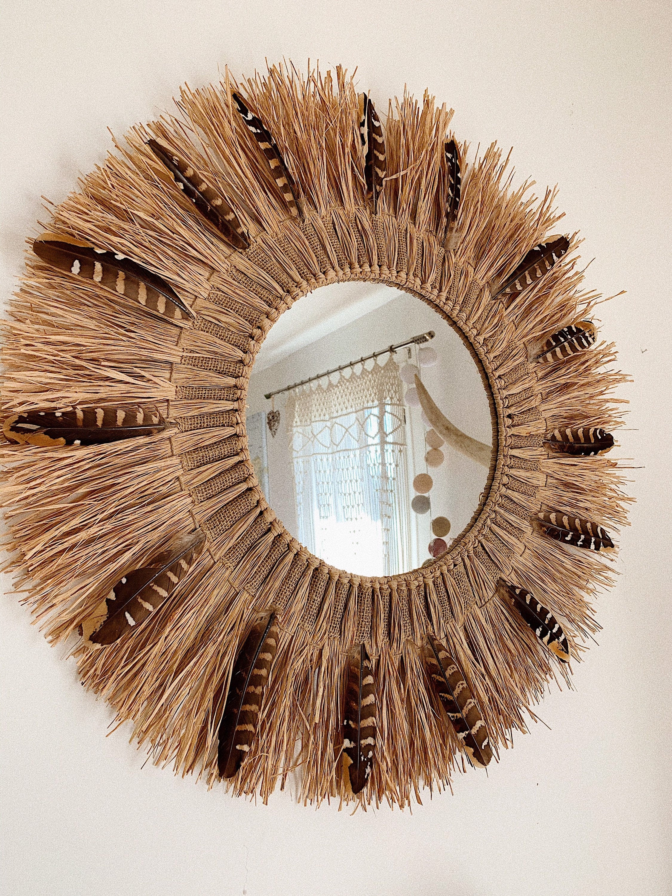 ROCKY MOUNTAINS Miroir avec Raphia Naturel