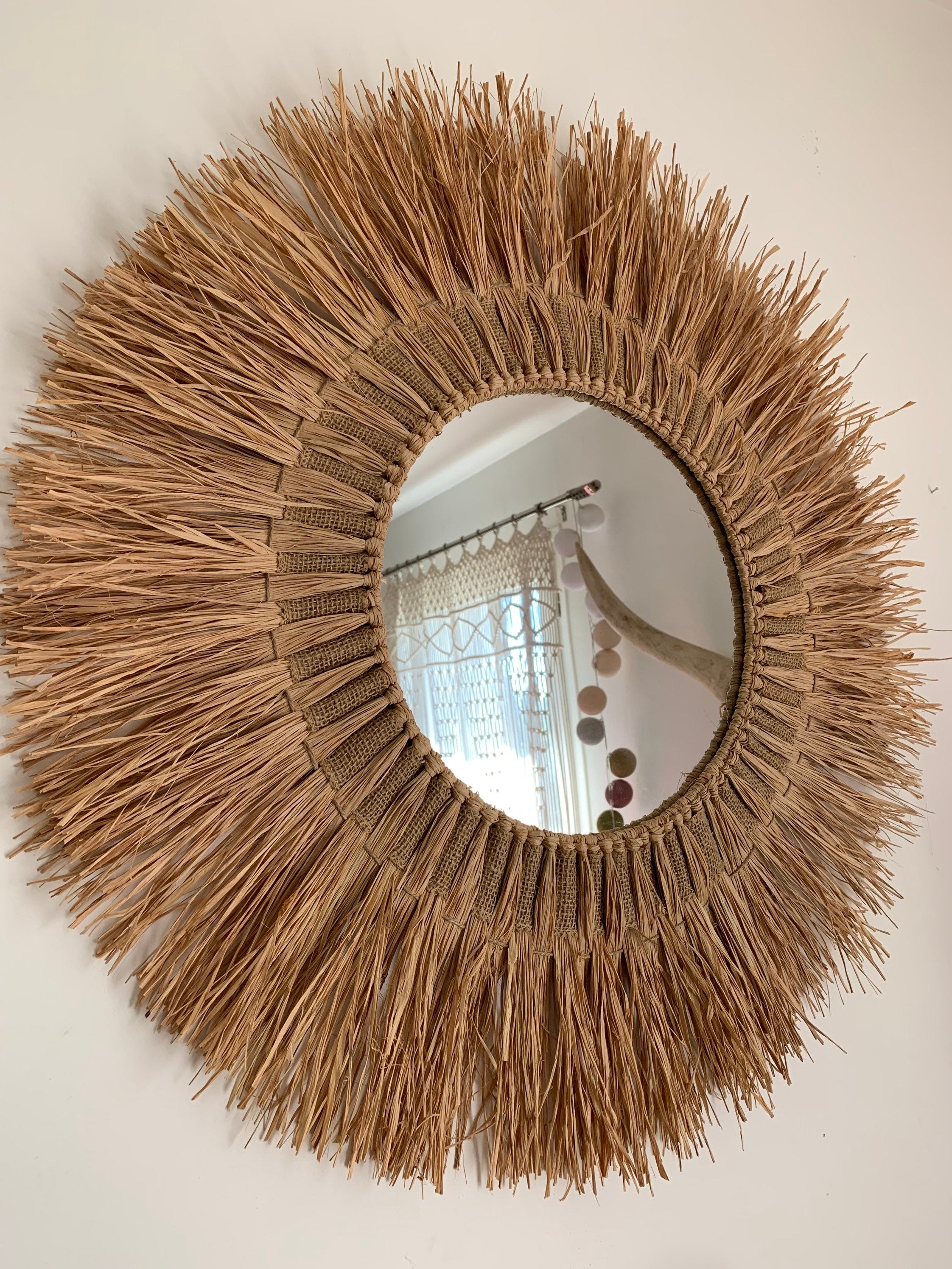 ROCKY MOUNTAINS Miroir avec Raphia Naturel