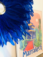 JUJUHAT "LE MAJORELLE" avec ses plumes bleues et son miroir en laiton doré