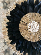 JUJUHAT « LE NUBIAN » avec ses plumes noires et son raphia doré