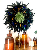 Juju Hat « LE MERVEILLEUX » – Déco murale en plumes naturelles multicolores et miroir en laiton