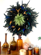 Juju Hat « LE MERVEILLEUX » – Déco murale en plumes naturelles multicolores et miroir en laiton
