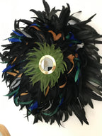 Juju Hat « LE MERVEILLEUX » – Déco murale en plumes naturelles multicolores et miroir en laiton