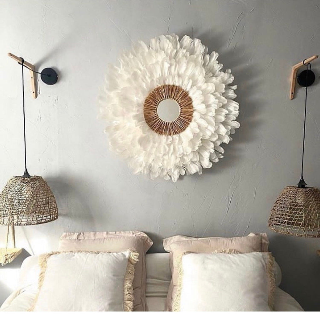 JUJUHAT "MAJ BLANC" avec son miroir coeur raphia