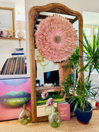 JUJUHAT « PINK PLATINE » plumes roses et dorées + coquillages cauris dorés