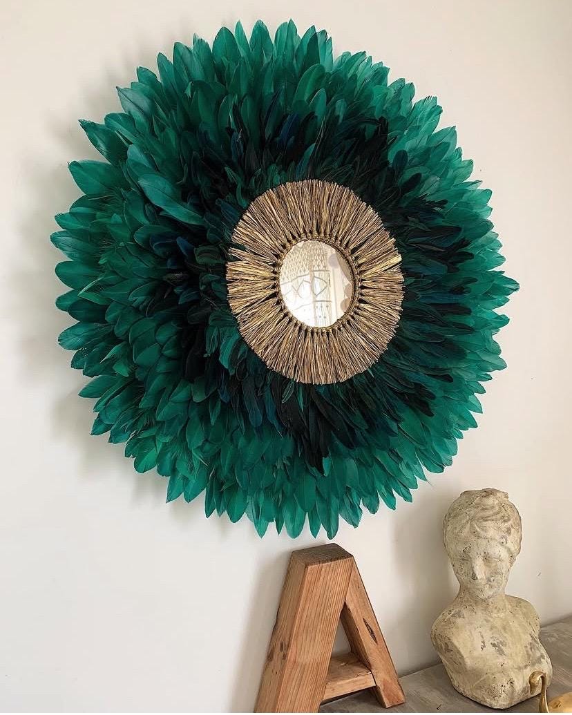 Juju Hat “Golden Maki” – Vert & Noir – Miroir Soleil en Raphia Doré