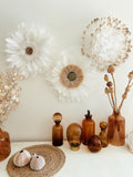 THE TRIPLE WHITE wall trio – 50 cm white Juju hats made from natural feathers and plant fibers