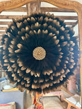 JUJUHAT "BLACK SHIELD" noir et or + coquillages cauris or