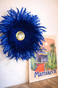 JUJUHAT "LE MAJORELLE" avec ses plumes bleues et son miroir en laiton doré