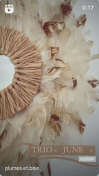 TRIO « JUNE » jujuhat et raphia en plumes blanches et beiges